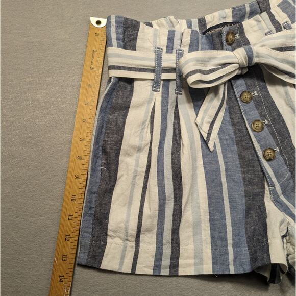 Abercrombie Shorts Woman's S Blue Paper Bag High-Waist Stripe Belt Coastal Boat - Picture 5 of 12